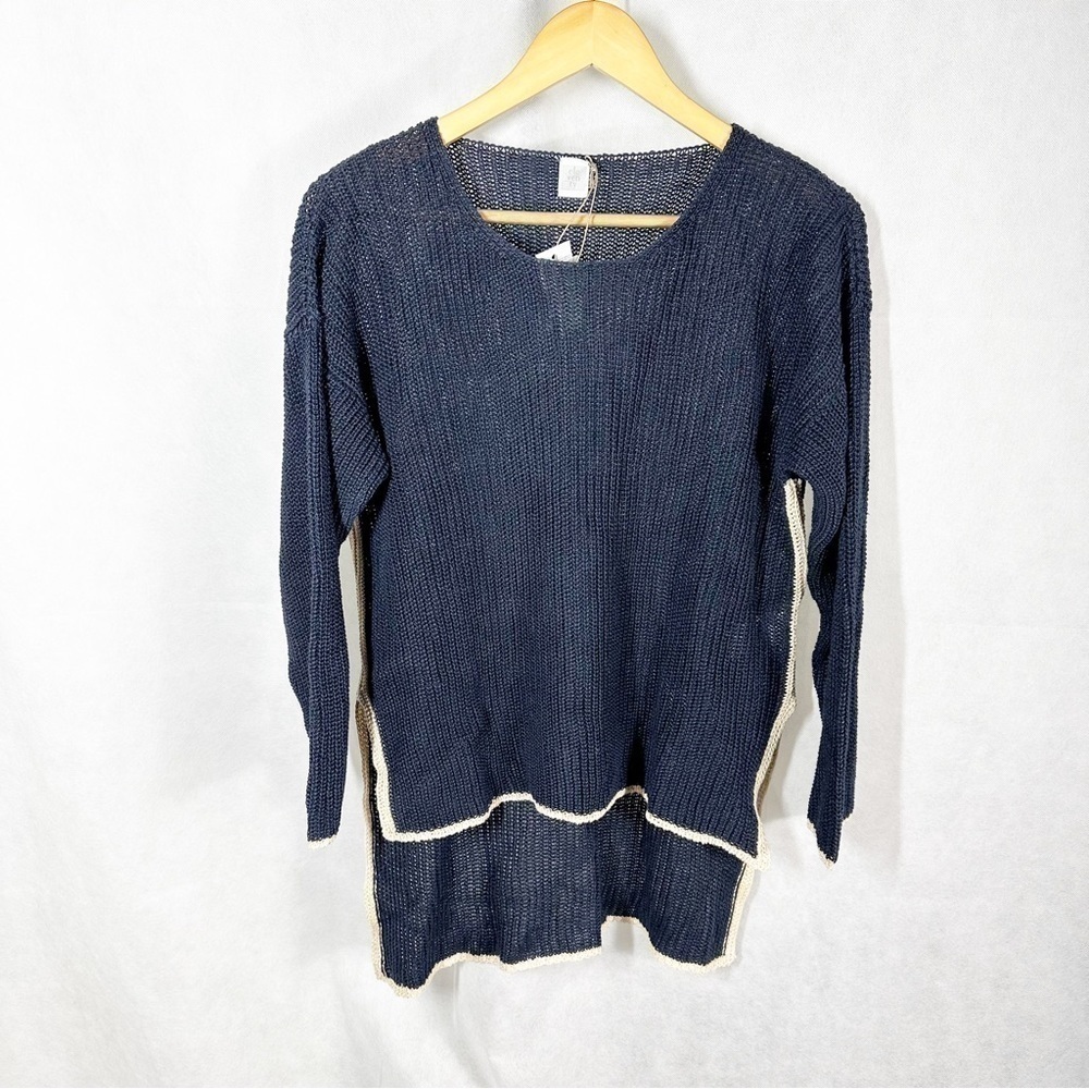 Eleventy High Low Lightweight Nautical Sweater Navy Size XS